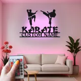 Insegna LED personalizzata per Karate | Arte in metallo per arti marziali | Decorazione per dojo e studio domestico per combattenti cintura nera