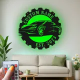 Personalized Car LED Sign | Custom Metal Wall Art for Garage | Sports Car Enthusiast Gift | Man Cave Decor