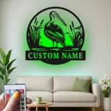 Insegna in metallo personalizzata con airone e luce LED, regalo per amanti della natura, decorazione per camera da letto o soggiorno