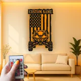 Insegna in metallo LED personalizzata con bandiera americana per ATV - Regalo per appassionati di fuoristrada, decorazione per garage o man cave