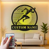 Custom Runner Name Sign | LED Metal Wall Art for Gym & Home | Personalized Track Athlete Gift | Sprint Silhouette Decor
