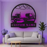 Insegna in metallo LED personalizzata per camion ed escavatore, regalo per camionisti, decorazione per garage o officina