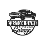 Décoration murale en métal LED personnalisée pour voiture de muscle - Cadeau de garage pour passionnés de voitures