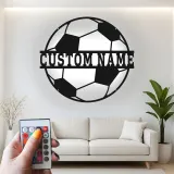 Personalisiertes Fußball-Metallschild | LED-beleuchtete Wandkunst | Individuelle Namensdekoration für Spieler, Trainer oder Mannschaftsraum