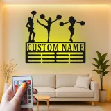 Insegna in metallo LED a silhouette di cheerleader personalizzata regalo per allenatore di cheer teen decorazione camera