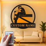 Personalisierte Eisenarbeiter LED Schild | Individuelles Metallschild | Stahlarbeiter Namensschild für Werkstatt & Garage | Geschenk für Ihn