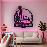 Custom Golfer LED Metal Sign | Personalized Golf Wall Art | Unique Gift for Golf Lover & Home Decor