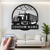 Arte murale in metallo personalizzata per camion semi | Insegna LED per big rig personalizzata | Targa per camionista per garage, ufficio e man cave | Regalo per camionista