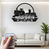 Décoration murale en métal personnalisée Tracteur de ferme avec rétroéclairage LED Cadeau pour agriculteur Décor rustique pour maison de campagne