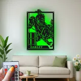 Décoration murale en métal personnalisée avec rétroéclairage LED de cavalier de baril - Cadeau équestre pour les amoureux des chevaux - Décor western pour le salon
