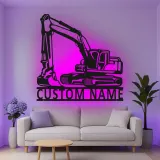 Insegna in metallo LED personalizzata per escavatore - Regalo per appassionati di costruzione