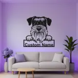 Insegna LED Schnauzer Personalizzata | Arte Murale in Metallo | Regalo per Amanti dei Cani, Decorazione Moderna per Casa e Clinica