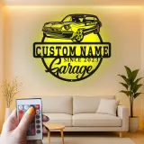 Cartel de metal LED de coche clásico personalizado regalo de garaje para entusiastas del automóvil decoración de man cave 9