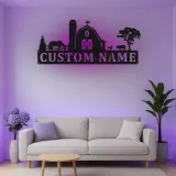 Custom Farm Scene Led Light Metal Wall Art Personalized Barnyard Gift Rustic Home Decor for Farmhouse