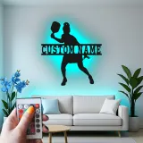 Insegna LED personalizzata per pickleball | Arte murale in metallo con nome per lei | Regalo per atleta donna | Decorazione per game room