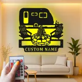 Cartel de metal LED Camper personalizado Regalo de camping para entusiastas del aire libre Decoración de patio de RV