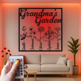 Personalisiertes Omas Garten Schild | Individuelle Metall-Wandkunst mit LED-Lichtern | Familienname-Dekoration | Geschenk für Oma