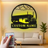Insegna LED per Camion Personalizzata | Arte in Metallo Big Rig | Regalo per Camionisti e Decorazione Man Cave