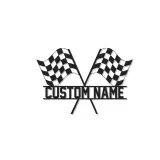 Custom LED Racing Flags Sign | Personalized Metal Garage Decor | Motorsport Wall Art | Premium Racer Gift