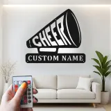Personalisierte LED-Metall-Wandkunst mit Cheer-Megafon – Geschenk für Cheerleader, für Schlafzimmer oder Umkleideraum