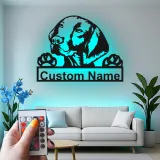 Cartel de metal LED personalizado de Labrador Retriever regalo para amantes de los perros decoración de sala 2