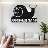 Cartel de metal personalizado de caracol | Decoración mural retroiluminada con LED | Regalo personalizado para jardinero | Decoración para patio y jardín