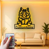 Custom Maine Coon Cat Led Light Metal Wall Art Personalized Pet Lover Gift Bedroom or Living Room Decor