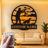Cartel de metal LED personalizado para cazadores y retrievers, regalo para cazadores, decoración de cueva de hombres o cabaña