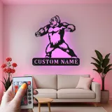 Arte murale in metallo LED con gorilla | Insegna personalizzata con nome per man cave | Arredo personalizzato con fauna selvatica | Silhouette animale retroilluminata