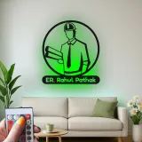 Décoration murale en métal personnalisée pour ingénieur avec rétroéclairage LED - Cadeau pour les ingénieurs, décoration de bureau pour professionnels de l'ingénierie