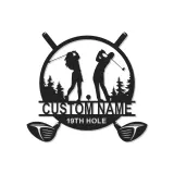Enseigne de golf personnalisée avec LED | Décoration murale en métal sur mesure pour man cave | Cadeau pour couple golfeur 19e trou
