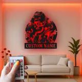 Personalisierte LED-Schädel Metall-Wandkunst – Einzigartiges Geschenk für Schweißer