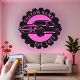 Custom Muscle Car Led Light Metal Wall Art Personalized Gift for Car Enthusiasts Garage or Man Cave Decor 2