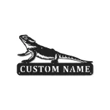 Insegna in metallo personalizzata con drago barbuto e luce LED regalo per amanti degli animali decorazione per stanza rettile