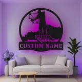 Insegna in metallo LED personalizzata per cacciatori di archi - Regalo per appassionati di tiro con l'arco - Decorazione per man cave 1