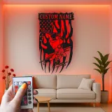 Custom Baseball Player Led Light Metal Wall Art Sports Fan Gift Game Room Decor for Baseball Lovers