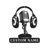 Individuelles Vintage-Mikrofon LED-Schild | Metall-Wandkunst für Musikstudio Dekor | Personalisierte Geschenke für Musiker & Musikliebhaber