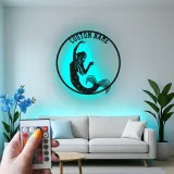 Custom Mermaid Metal Sign | Personalized LED Name Light | Girls Room & Nursery Decor | Nautical Beach House Wall Art