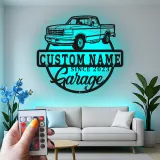 Cartel de metal LED personalizado de Camioneta Pickup, regalo de garaje para él, decoración para cueva de hombres