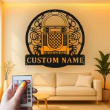 Insegna LED Jukebox Personalizzata | Insegna in Metallo Floreale Retro per Home Bar | Regalo per Amanti della Musica