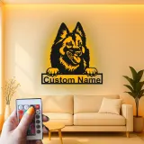Décoration murale en métal LED personnalisée pour les amoureux des chiens - Berger Allemand 12
