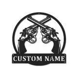 Décoration murale en métal LED personnalisée de revolver - Cadeau unique pour les passionnés d'armes
