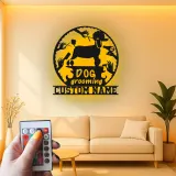 Insegna in metallo LED personalizzata per toelettatura di cani - Regalo per toelettatori - Decorazione per salone