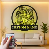 Custom Mushroom Metal Sign | Personalized LED Wall Art | Whimsical Fungi Decor for Bedroom | Psychedelic Nature Lover Gift