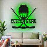 Enseigne personnalisée de hockey | Décoration murale LED en métal pour salle de jeux | Cadeau personnalisé pour joueur de hockey, garçons et fans