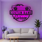 Custom Car Garage Led Light Metal Wall Art Personalized Gift for Car Enthusiasts Garage Decor Sign