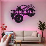 Personalized Monster Truck LED Metal Sign | Custom Name Wall Art | Garage Decor, Man Cave & Gift for Truck Lovers