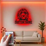 Personalisierte Labradoodle LED-Licht Metall-Wandkunst für Hundeliebhaber