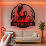 Panneau renard personnalisé avec LED | Décoration murale en métal sur mesure pour chambre de bébé | Décor animalier de la forêt | Cadeau pour amoureux de la nature