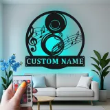 Cartel de notas musicales personalizado | Arte mural LED para estudio y sala de música | Regalo personalizado para músico
